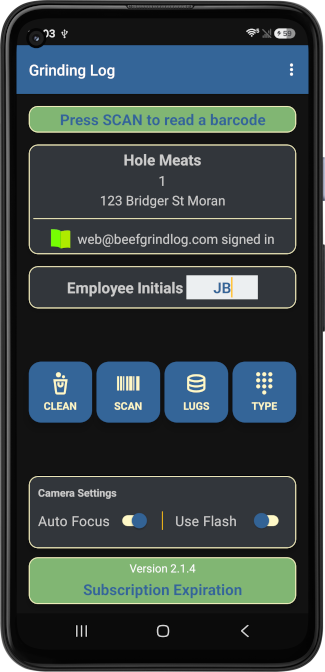YemData Grinding Log Android App