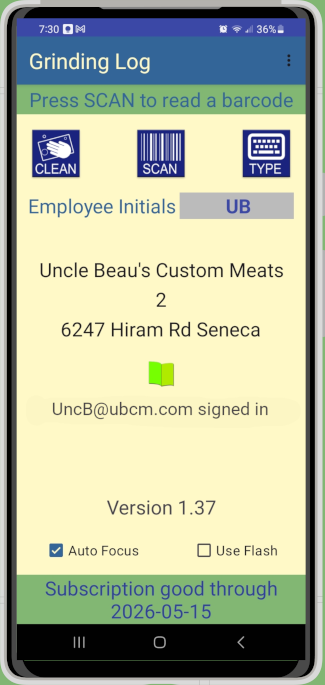 YemData Grinding Log Android App